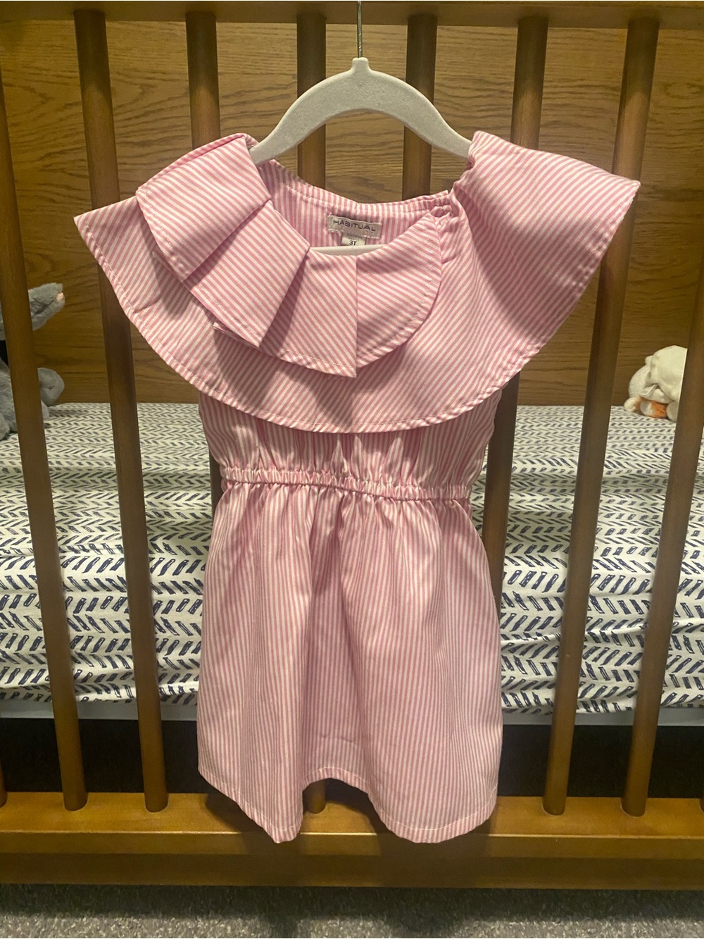 Habitual Pink Striped Ruffle Collar Dress